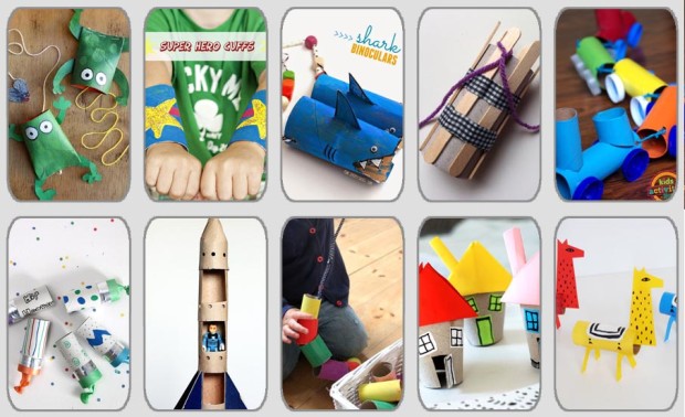 10 juguetes con tubos de cartón