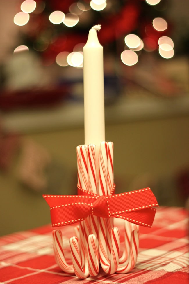 Candy cane candlestick