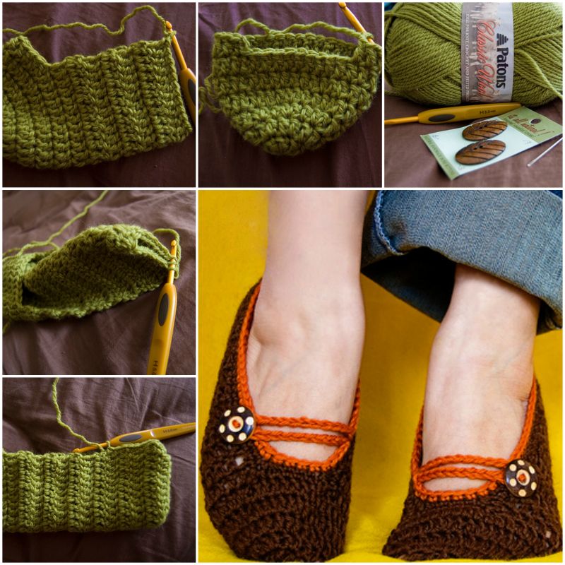 Crochet Mary Jane Slippers with free pattern
