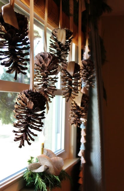 Hang-Pine-Cones-with-the-Help-of-Fancy-Ribbons-for-Window-Decoration