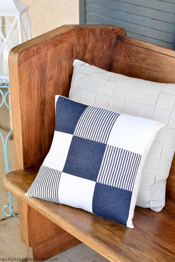 Repurpose-old-jeans-into-a-quilted-denim-pillow-cover