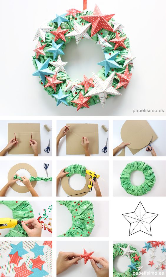 adornos navidenos hechos con papel con moldes 2
