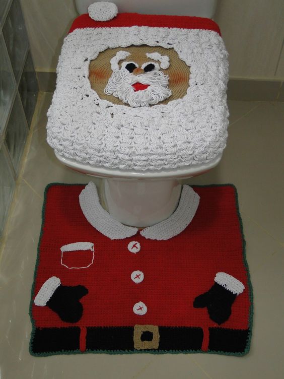 alfombras navidenas a crochet para el bano 5