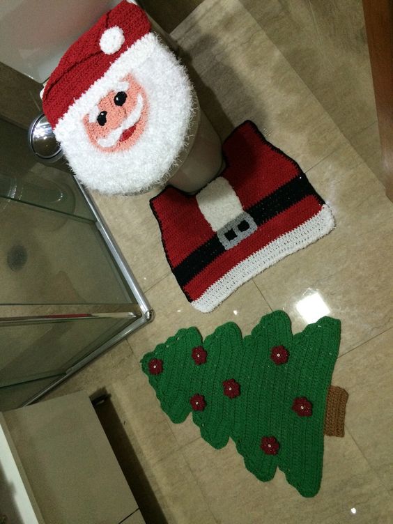 alfombras navidenas a crochet para el bano 9