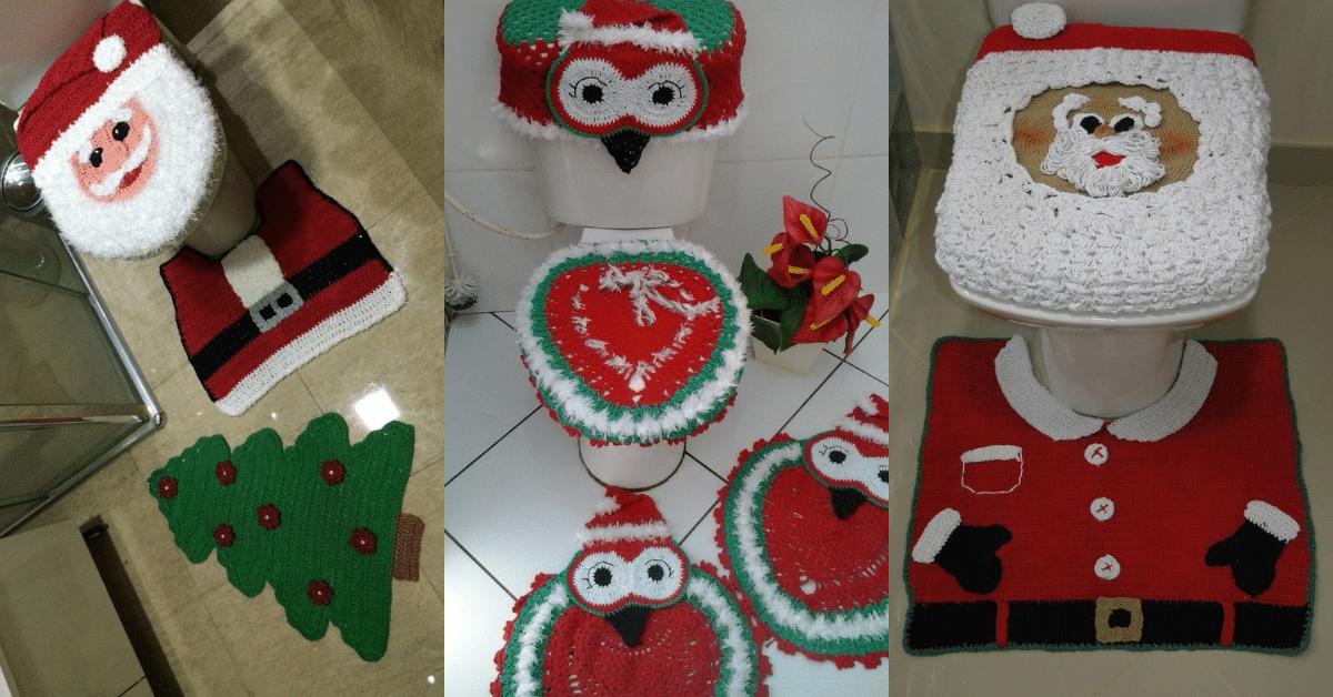 alfombras navidenas a crochet para el bano
