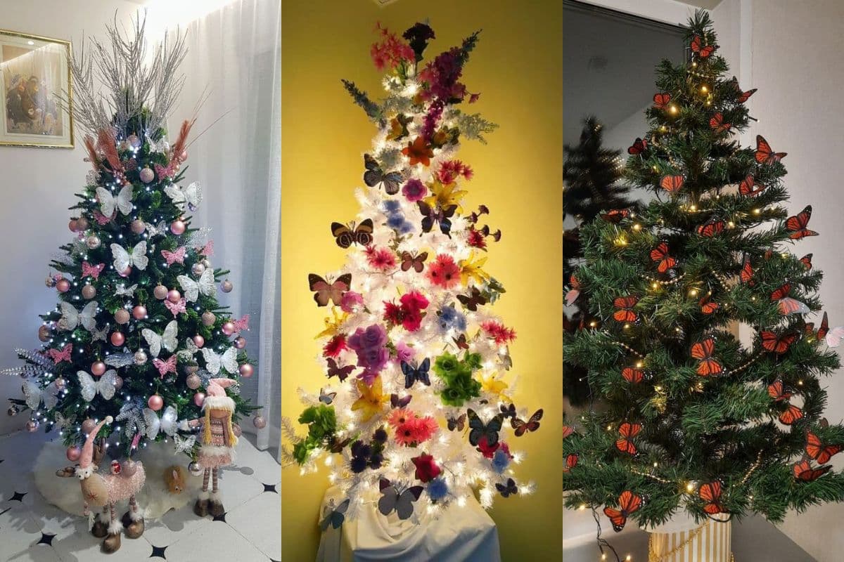 arbol de navidad decorado con mariposas 10