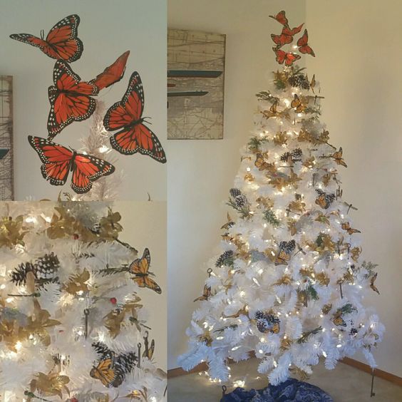 arbol de navidad decorado con mariposas