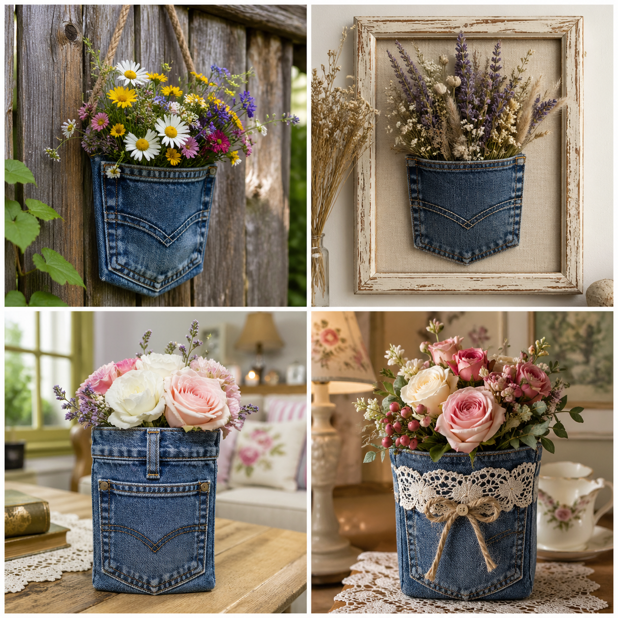 Arreglo floral hecho con el bolsillo de un pantalón vaquero: una idea reciclada, bonita y fácil de hacer Arreglo floral hecho con el bolsillo de un pantalón vaquero: una idea reciclada, bonita y fácil de hacer arreglo floral hecho con el bolsillo de un pantalon vaquero 2