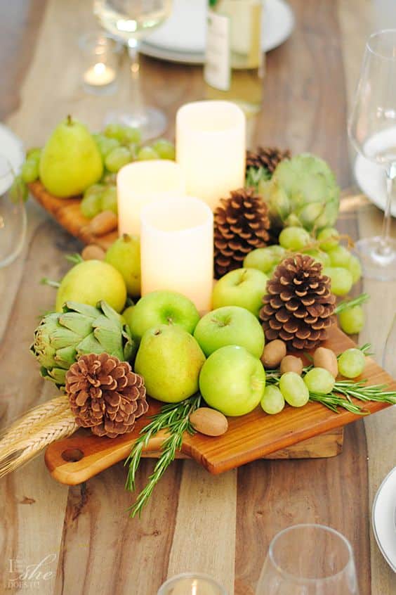 arreglos de mesa de navidad hechos con frutas 2