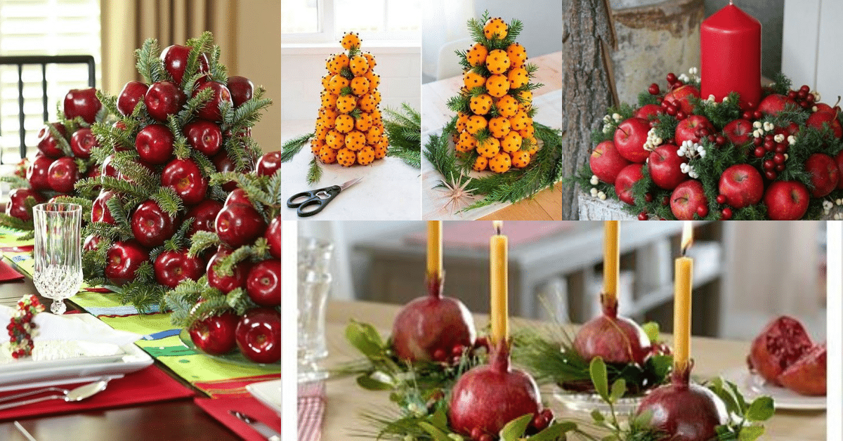 arreglos de mesa de navidad hechos con frutas