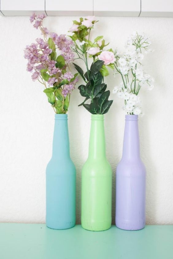 arreglos florales en botellas de vidrio 4