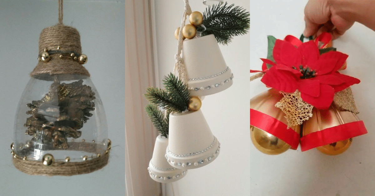 campanas navidenas hechas con material reciclado