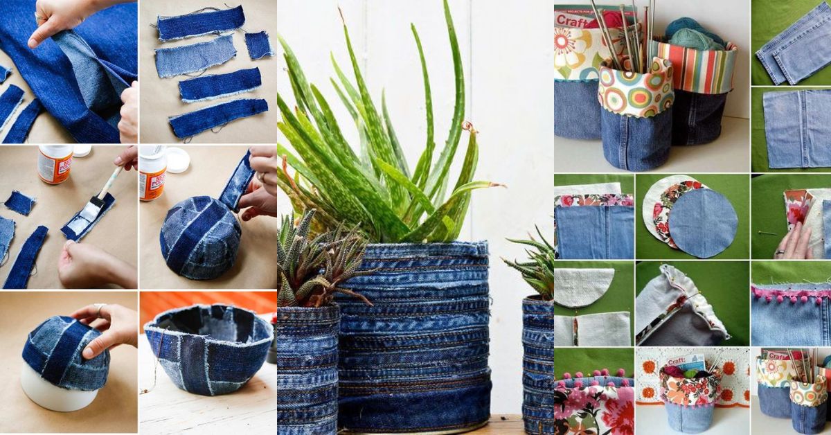 15+Ideas Creativas De Canastas Hechas Con Jeans Viejos