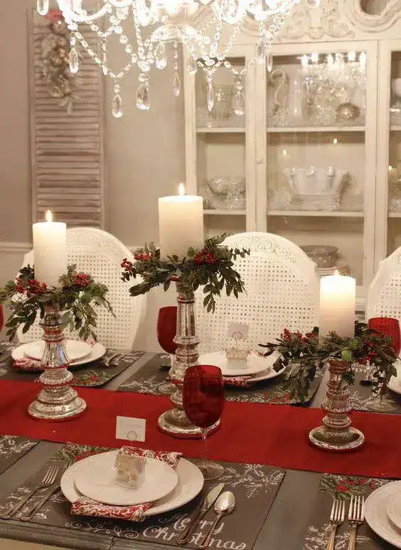 centro de mesa de navidad con velas