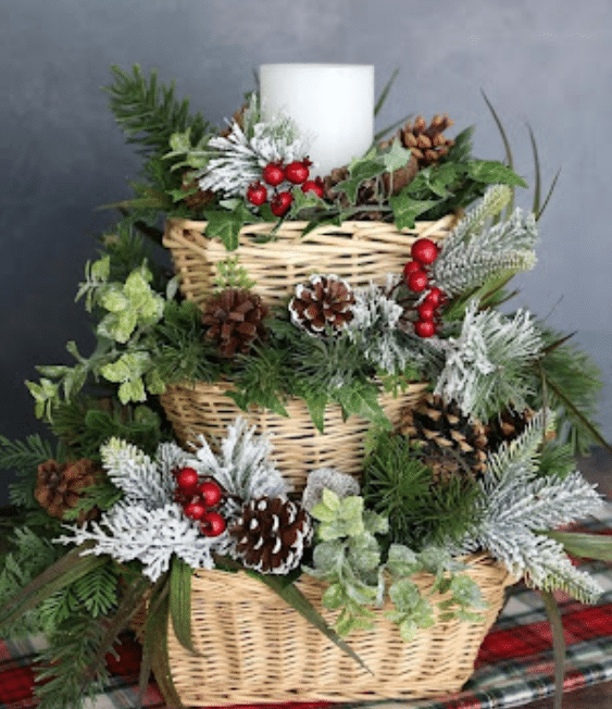 cestos o canastas para crear decoraciones navidenas 1