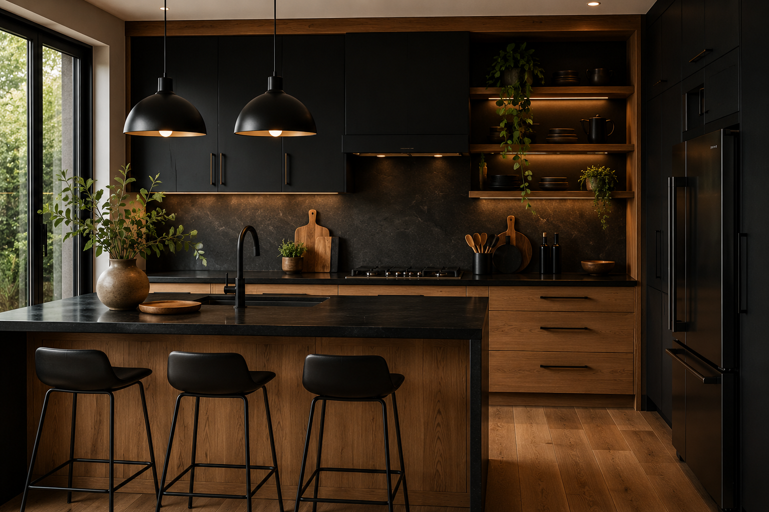 Cocinas en negro y madera que elevan tu espacio Cocinas en negro y madera que elevan tu espacio cocinas en negro y madera que elevan tu espacio 1