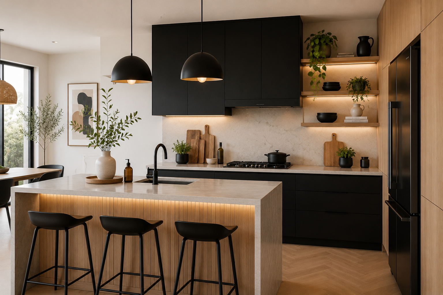 Cocinas en negro y madera que elevan tu espacio Cocinas en negro y madera que elevan tu espacio cocinas en negro y madera que elevan tu espacio 2