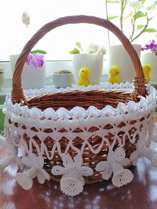 como decorar cestas con crochet 8