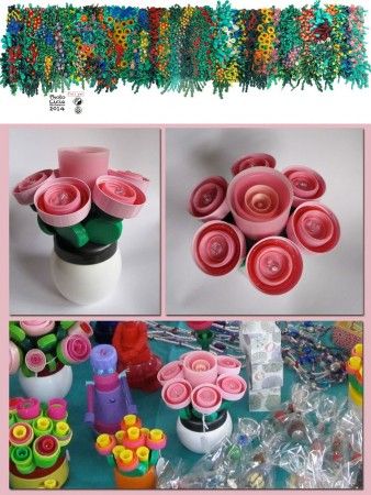 como hacer flores con tapas de botellas 5