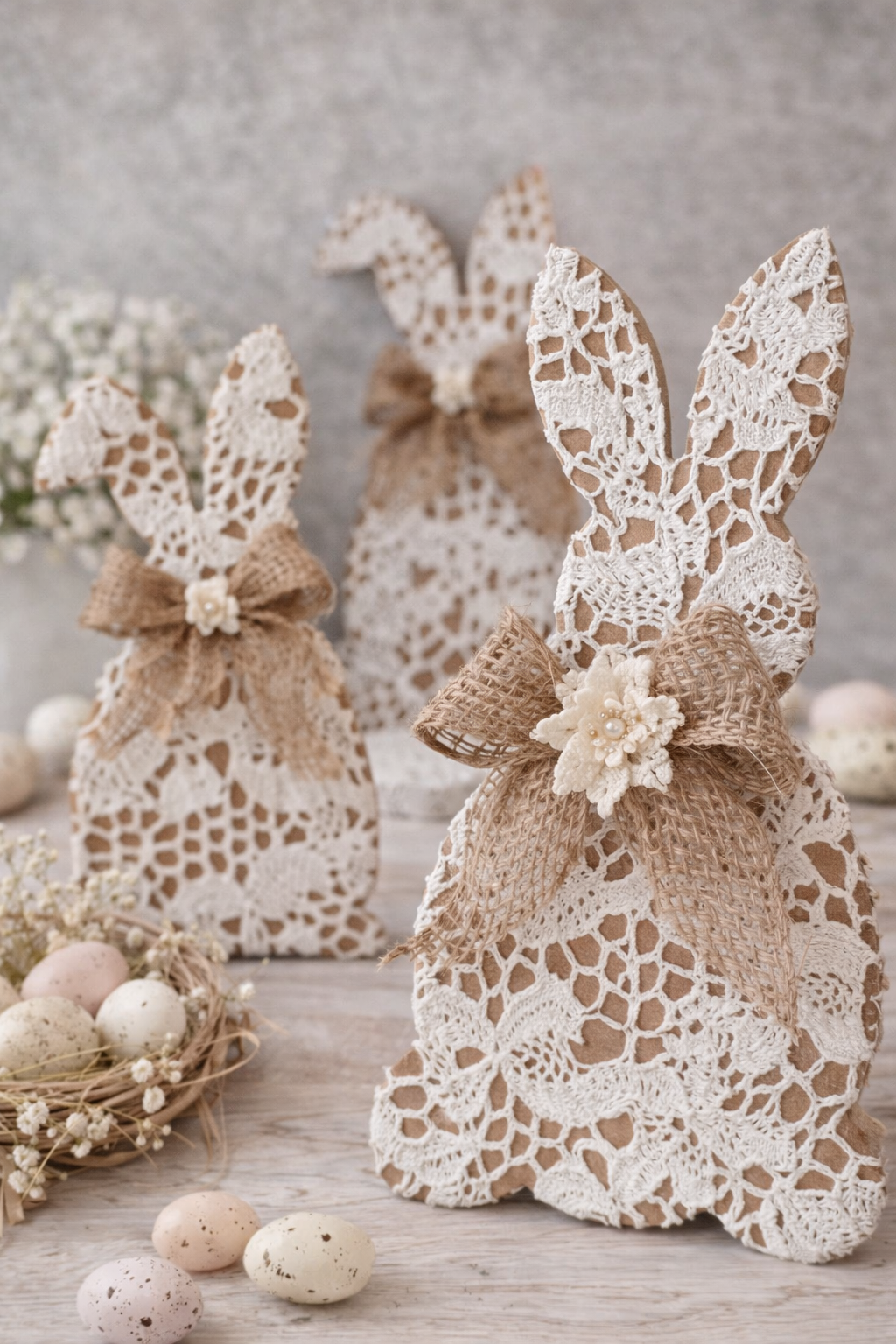 Conejitos de Pascua con encaje: ideas delicadas, elegantes y creativas Conejitos de Pascua con encaje: ideas delicadas, elegantes y creativas conejitos de pascua con encaje 5