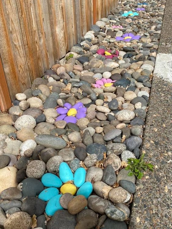 decoracion de jardin con piedras en forma de flor 8