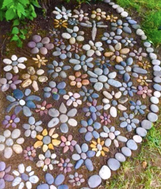 decoracion de jardin con piedras en forma de flor 9