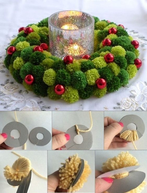 decoracion navidena con pompones 10