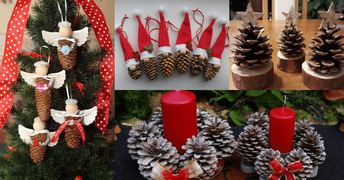 decoracion navidena hechas con pinas