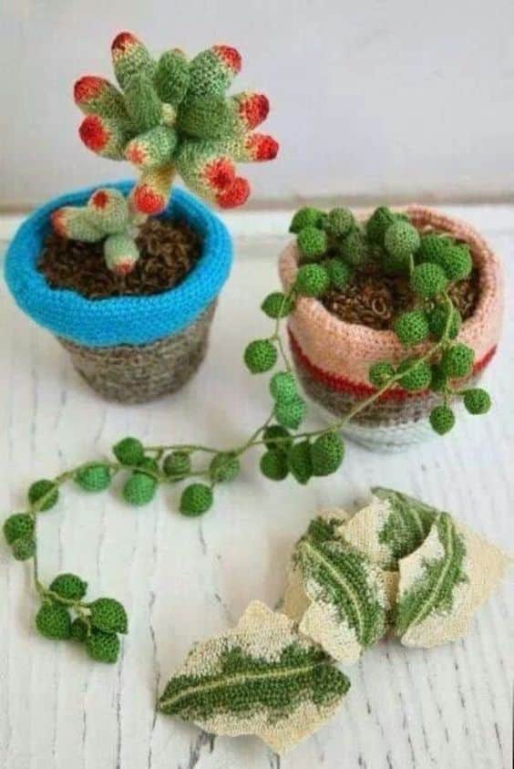decoracion plantas en crochet 14