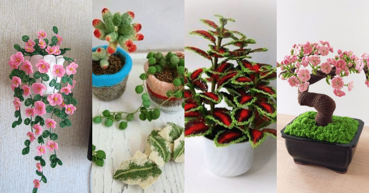 decoracion plantas en crochet