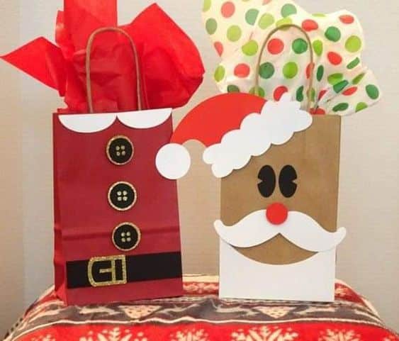decorar bolsas de papel para regalos de navidad 11