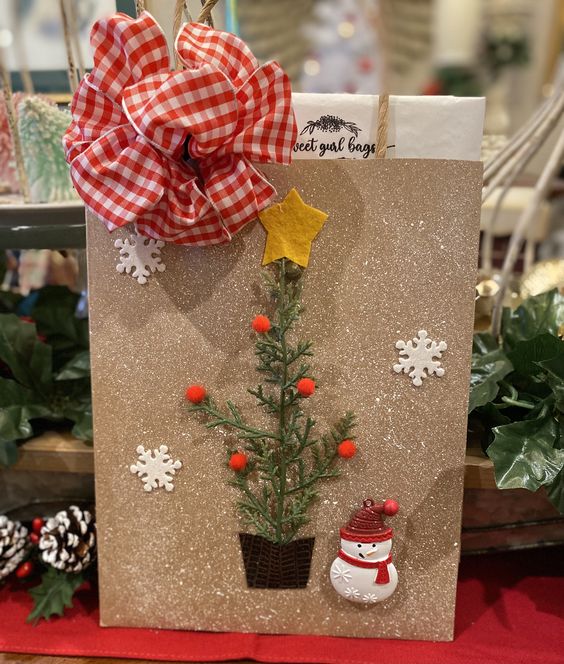 decorar bolsas de papel para regalos de navidad 4