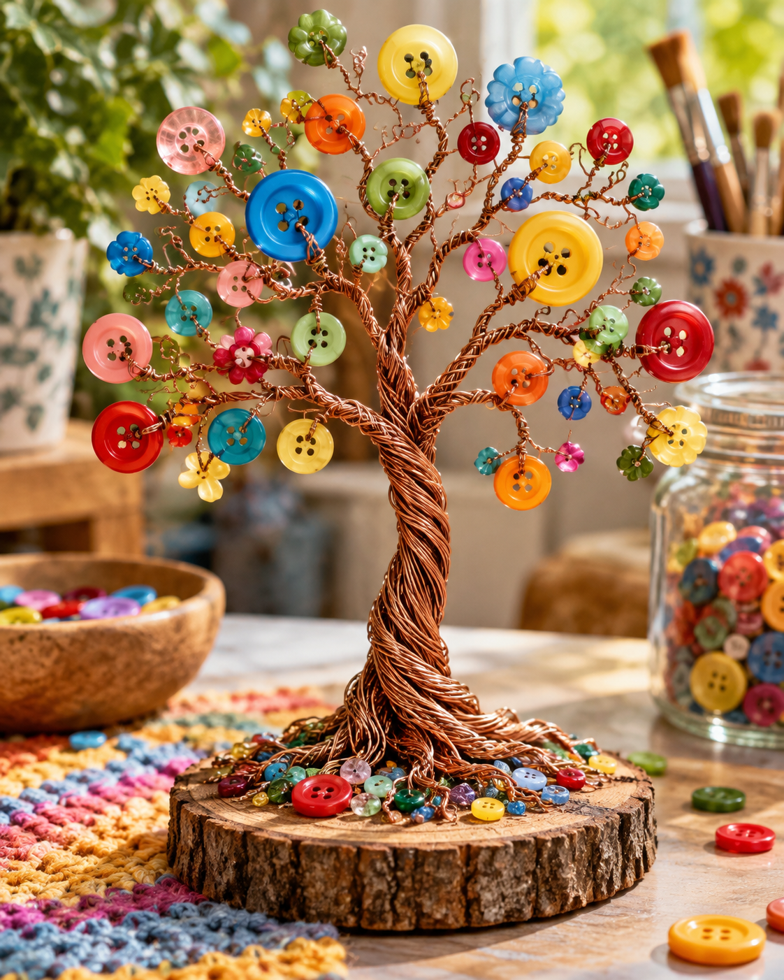 Hermosos árboles de alambre y botones para decorar tu hogar Hermosos árboles de alambre y botones para decorar tu hogar ermosos arboles de alambre y botones para decorar tu hogar 4