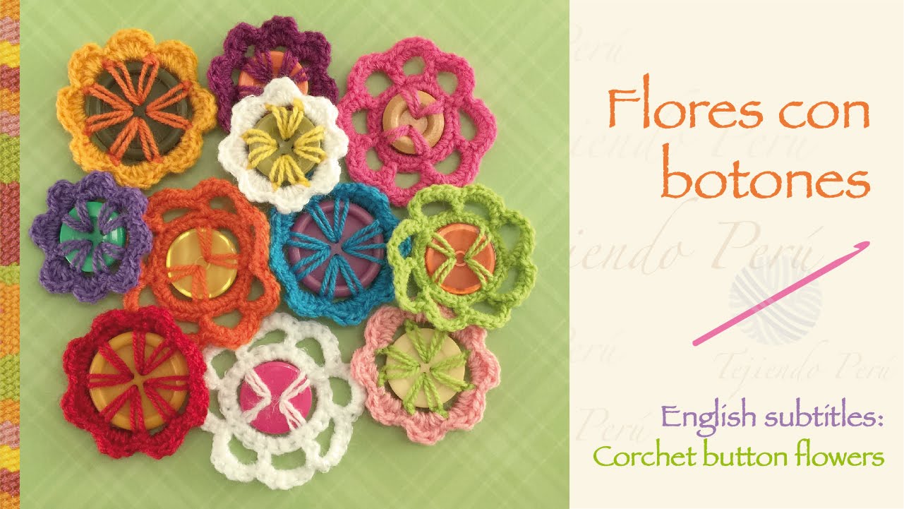 flores tejidas a crochet con botones