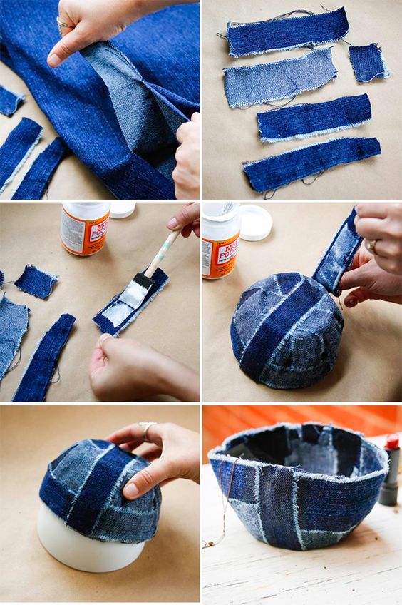 ideas creativas de canastas hechas con jeans viejos 4