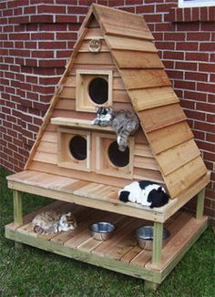 ideas creativas de casitas para gatos con palets 9