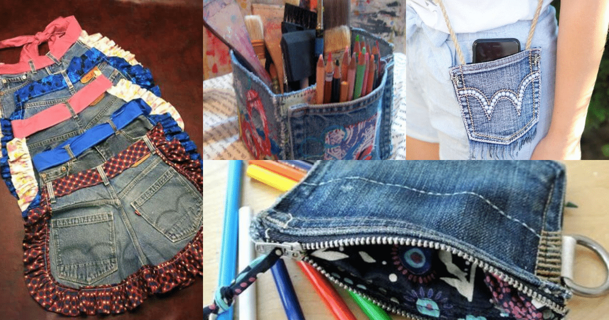 ideas creativas hechas con bolsillos de jeans