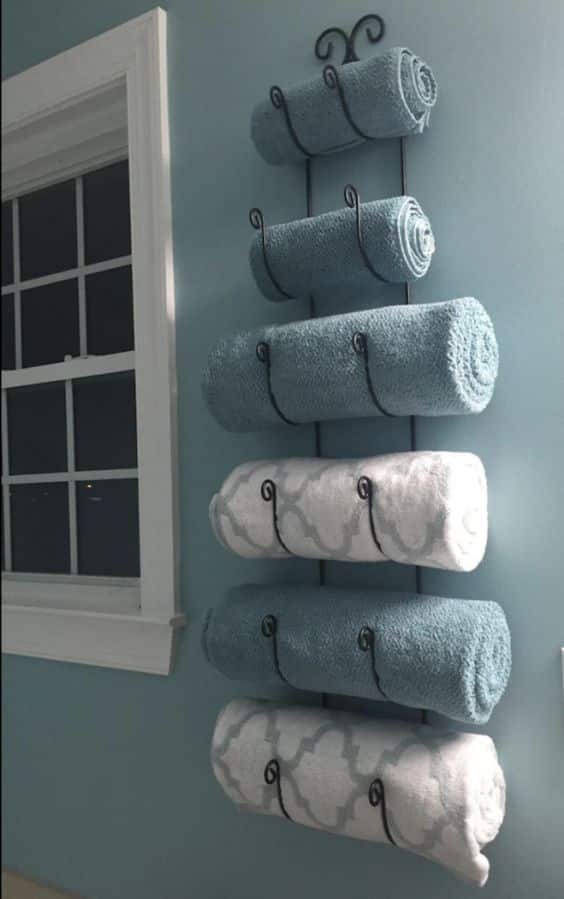 ideas creativas para guardar toallas de bano 3