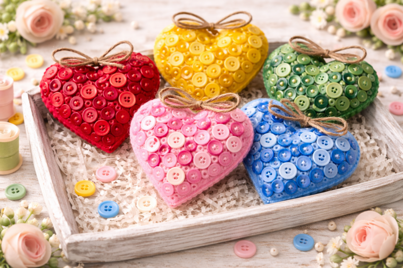 Por qué los corazones con botones funcionan tan bien ideas de corazones hechos con botones 5