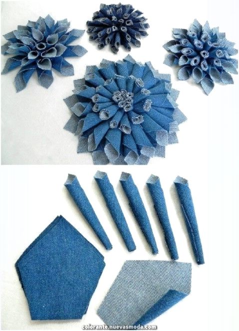 ideas de flores de tela de jean 5
