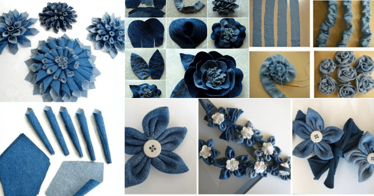 ideas de flores de tela de jean
