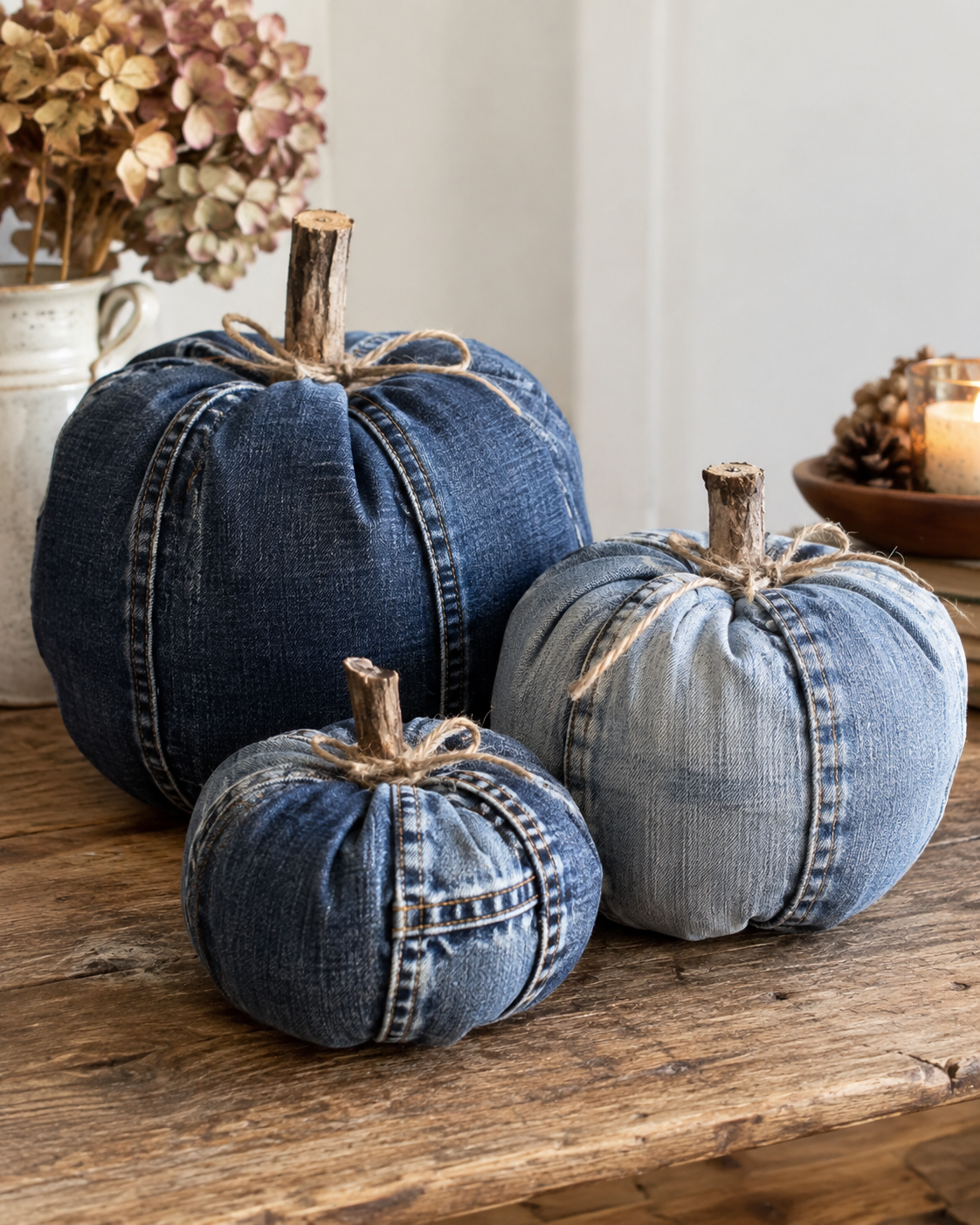 Ideas para hacer calabazas con tela de jeans o mezclilla Ideas para hacer calabazas con tela de jeans o mezclilla ideas para hacer calabazas con tela de jeans o mezclilla 4