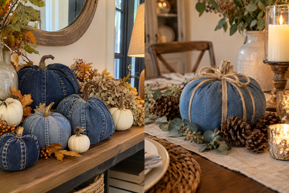 Ideas para hacer calabazas con tela de jeans o mezclilla Ideas para hacer calabazas con tela de jeans o mezclilla ideas para hacer calabazas con tela de jeans o mezclilla 5