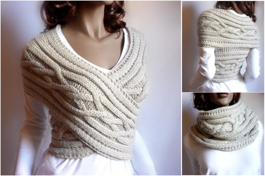 knit sweater cable cowl