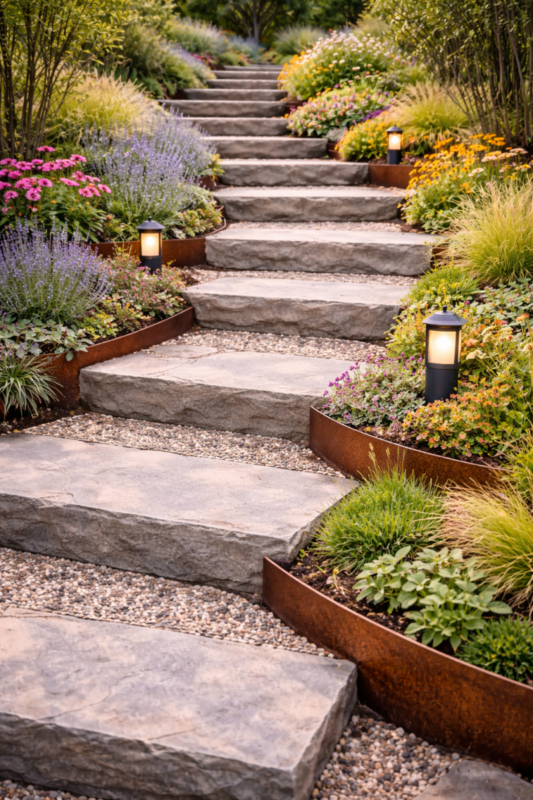 Las mejores ideas para escalones de jardín: Soluciones que transforman tu exterior las mejores ideas para escalones de jardin 1 scaled