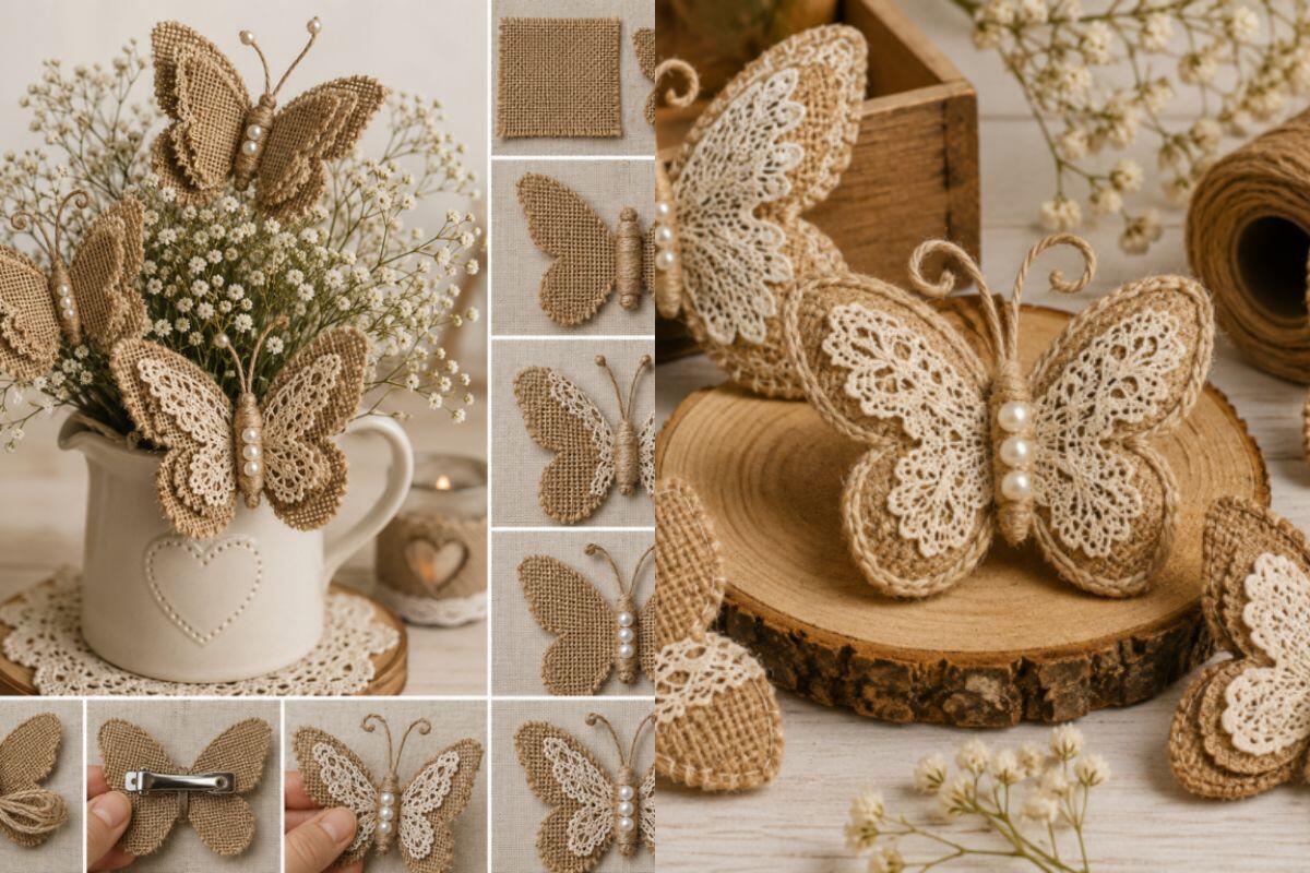 Mariposas de yute decoración ecoamigable para tu hogar Mariposas de yute decoración ecoamigable para tu hogar mariposas de yute decoracion