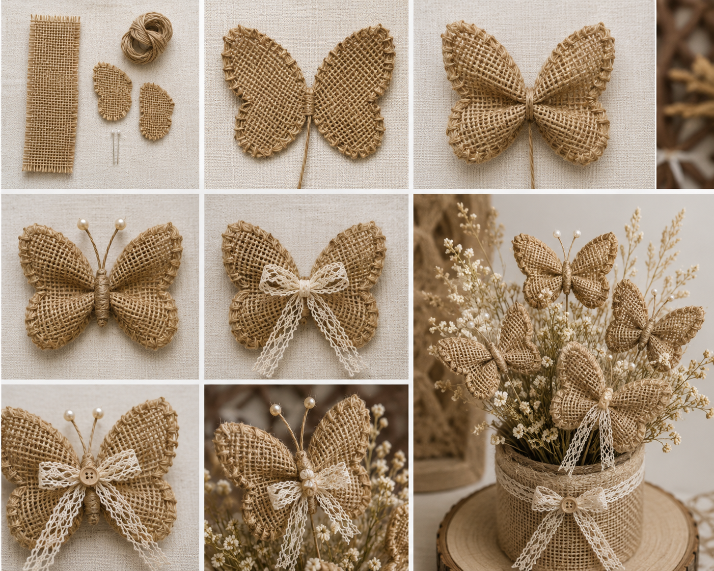 Mariposas hechas con yute: ideas rústicas, elegantes y fáciles para decorar con encanto natural Mariposas hechas con yute: ideas rústicas, elegantes y fáciles para decorar con encanto natural mariposas hechas con yute