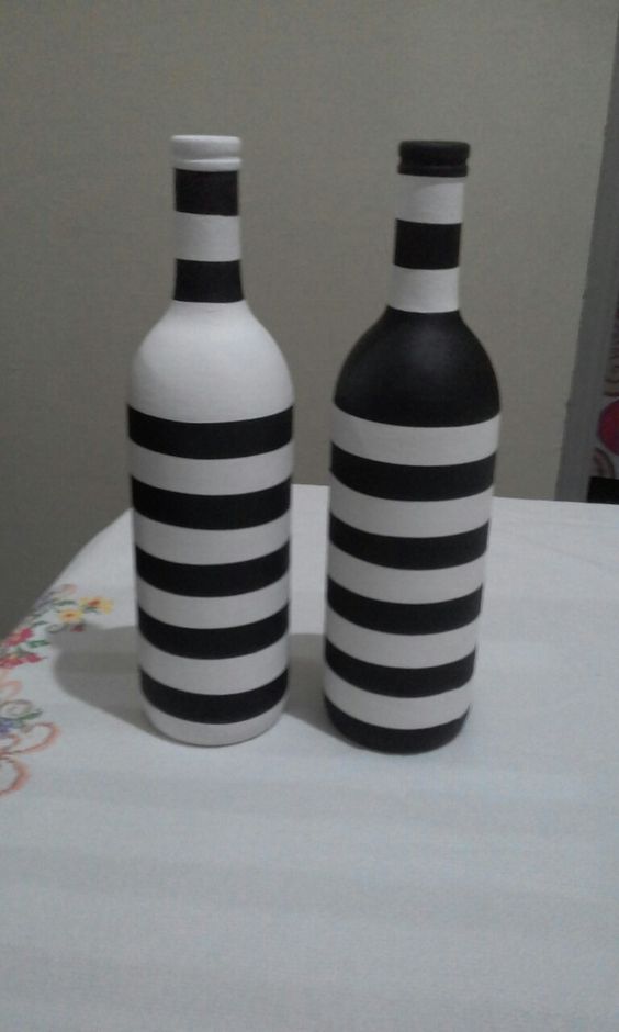 pintar botellas de vidrio con cinta adhesiva 8