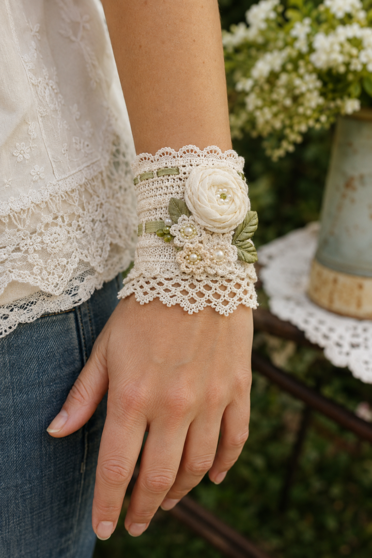 Pulseras románticas de estilo vintage hechas de tela y encaje Pulseras románticas de estilo vintage hechas de tela y encaje pulseras romanticas de estilo vintage hechas de tela y encaje 2