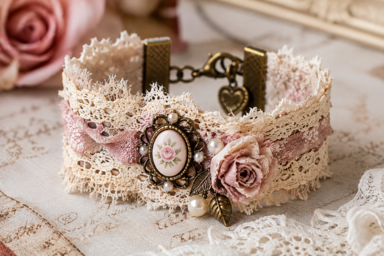 Pulseras románticas de estilo vintage hechas de tela y encaje Pulseras románticas de estilo vintage hechas de tela y encaje pulseras romanticas de estilo vintage hechas de tela y encaje 5